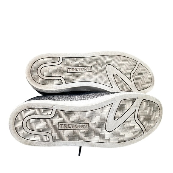 Tretorn callie Silver glitter metallic Black lace up Sneakers & faux fur sz 7.5 - Picture 12 of 13